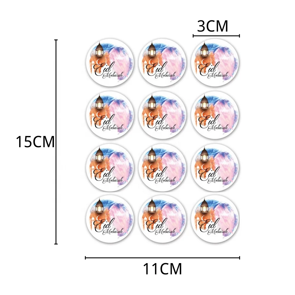 Islamic Muslim Ramadan Eid Mubarak 12 dots Gift Tag Paper Sticker eid mubarak party supplies Label Stickers