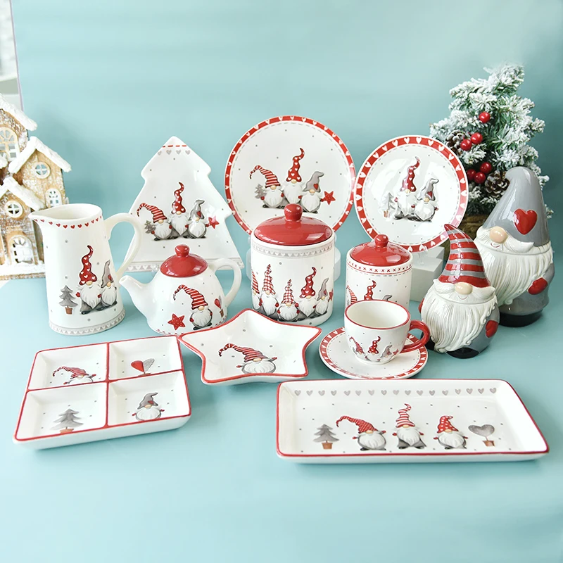 Bonwill Nordic Three SantC рождественские керамические длинные блюда и