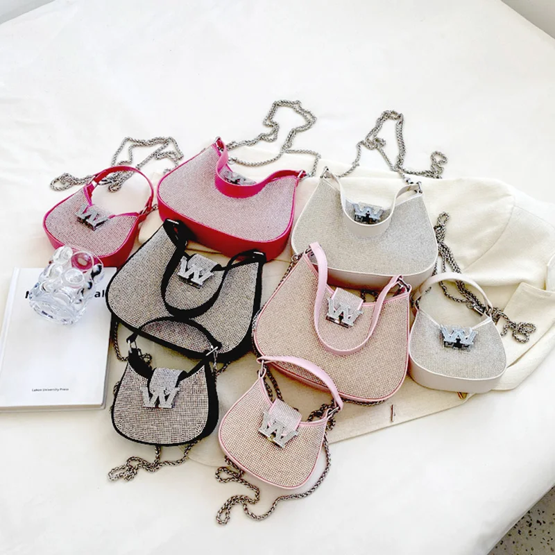 2022 Designer Handbags Famous Brands Rhinestones Clutch Two Shoulder Straps Purses And Handbags For Women Luxury