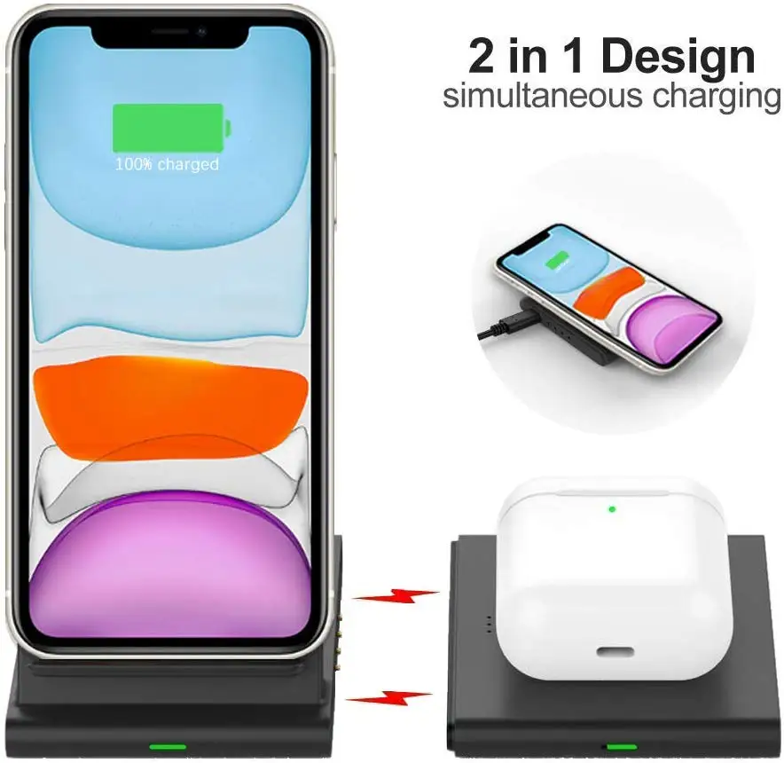 
Smacat Best selling products in USA Wireless Charger Stand 3 Coils Fast 2 in 1Wireless Charger 
