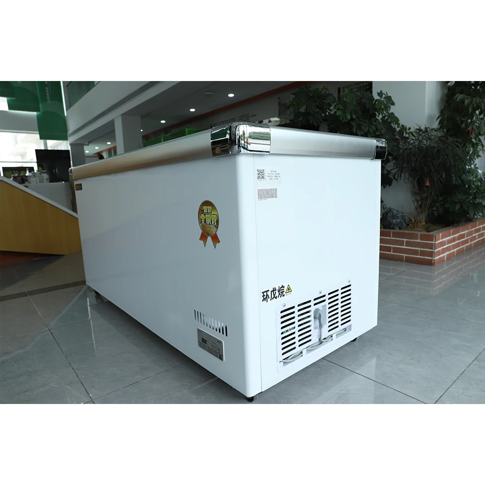 hucheng Chest freezer Horizontal deep freezer Silding glass door Double temperature Freezer and cooler 1100L