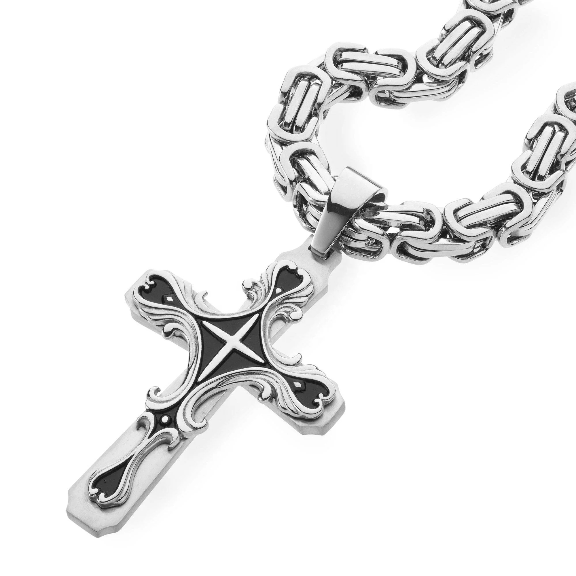 Wholesale 316L Stainless Steel gold plated Jewelry Big Heavy Cross Pendant Necklace tribal enamel pendants Silver Black Color