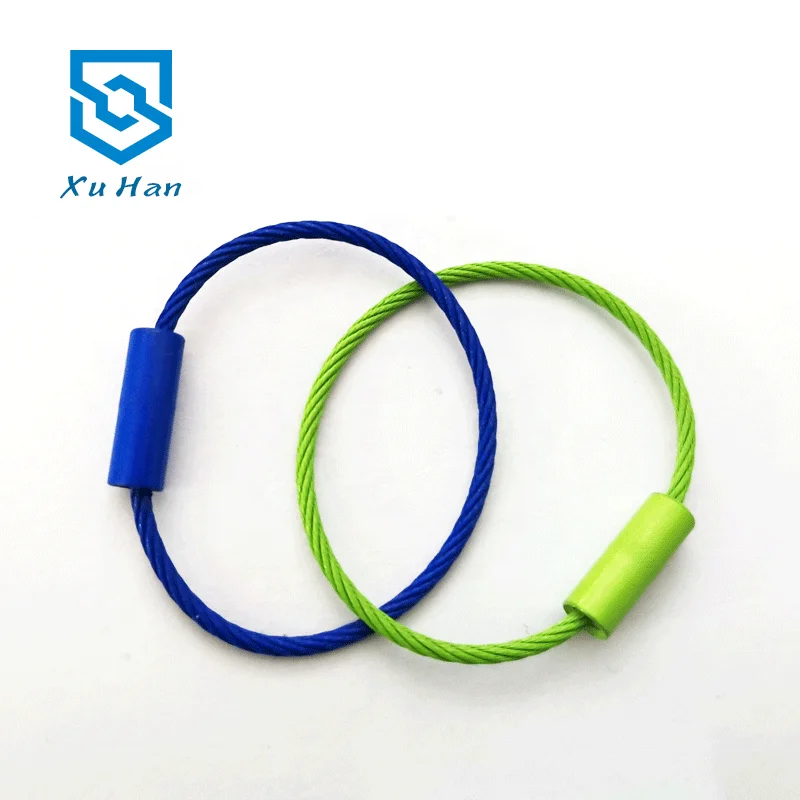 Color paint screw lock stainless steel wire car key chain cable key ring key chain elevator cable outdoor key chain