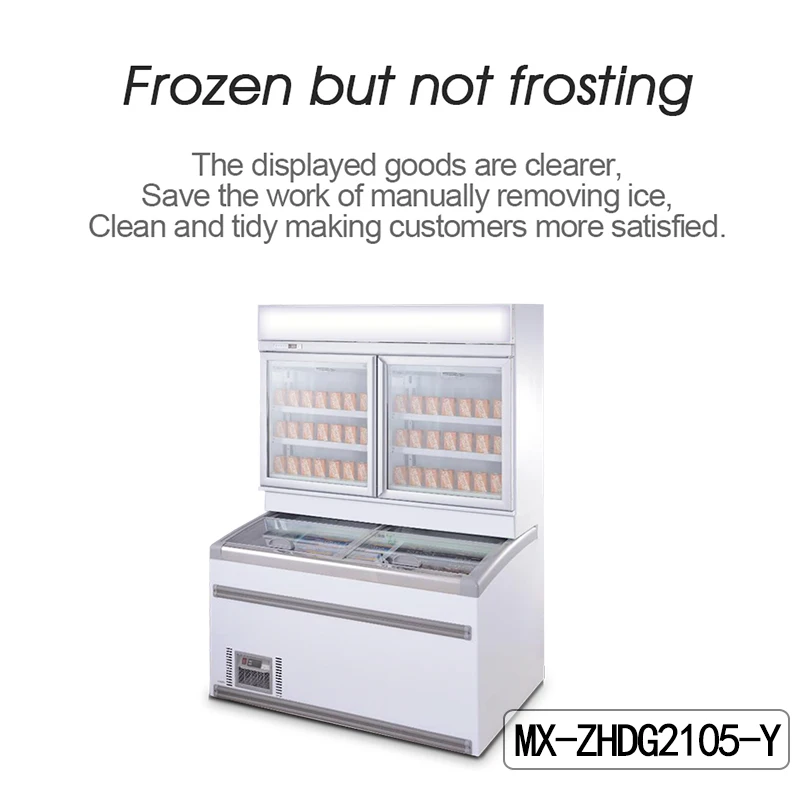 MUXUE combine half freezer and refrigerator ice cream freezer chiller with freezer glass doors for convenience store