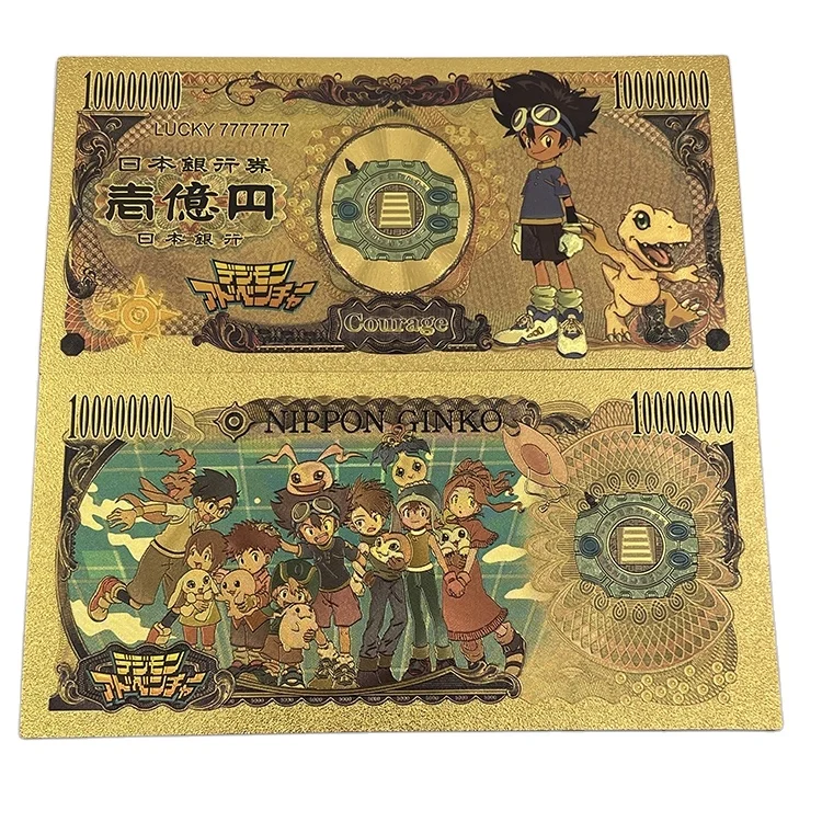 Бесплатная доставка японский аниме Digimon Adventure 100 миллионов иен деньги 24 карат позолоченная фольга Банкнота