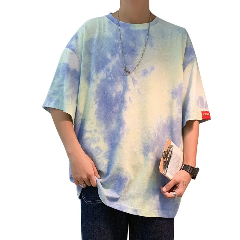 
Men/Women Tie Dye Summer T Shirt Half Sleeve Cotton Tye Dye Streetwear Urban Unisex Oversized Tshirt 