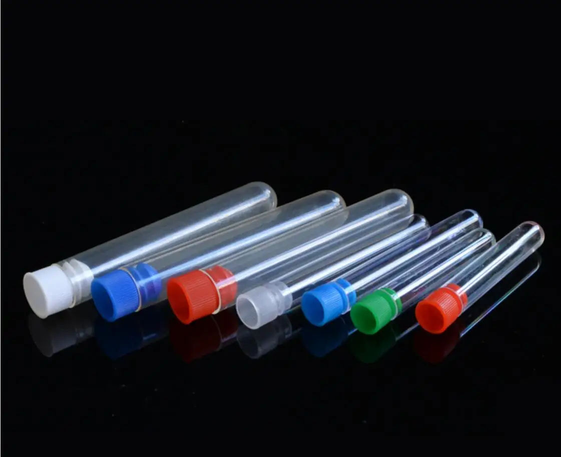 Laboratory Clear Disposable plastic test tube glass tube without cap
