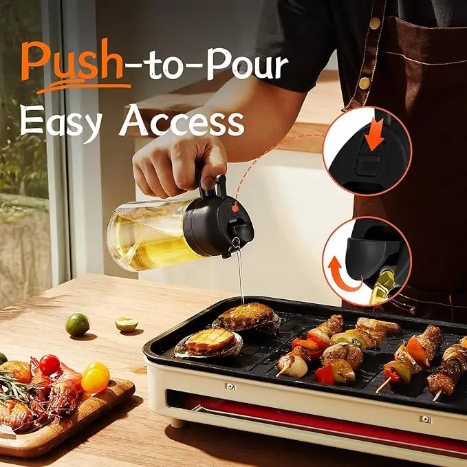 16oz Olive Oil Dispenser Bottle for Kitchen - 2 in 1 Oil Dispenser and Oil Sprayer for Cooking Air Fryer Salad