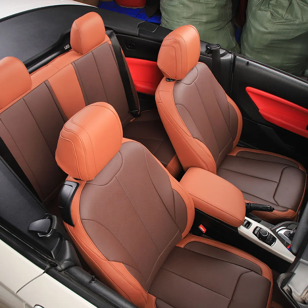 Manufacturer Price Brown Premium Leather Full Coverage Car Seat Covers Cushions For Ford, Jeep, Cadillac
