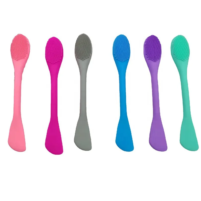 Double-Head Custom Logo Reusable Facial Mask Brush Applicator Silicon Mask Brush for Mud Clay Jelly Mask