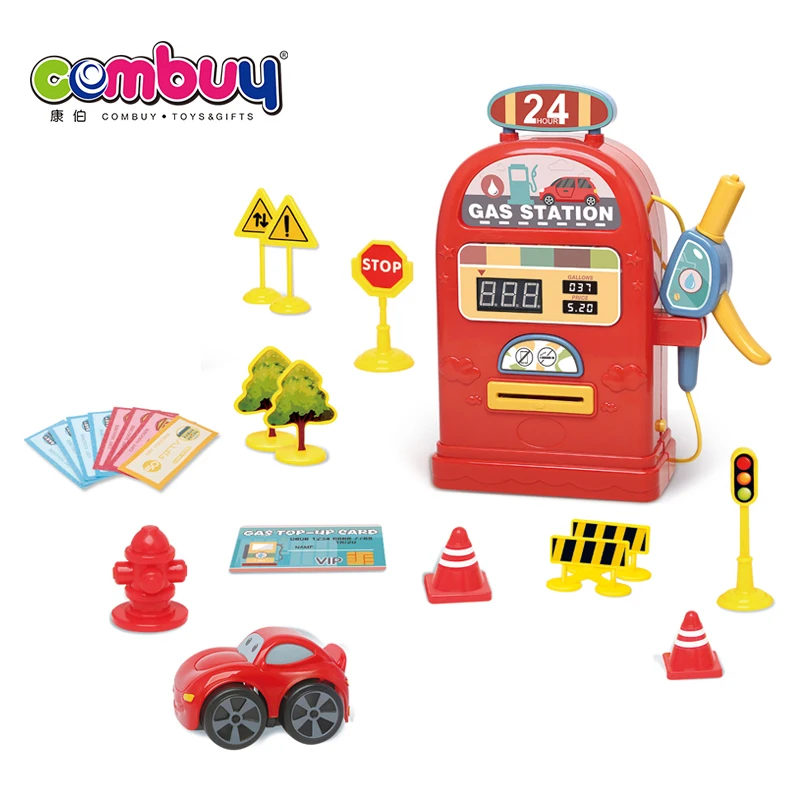 Electric lighting parking lot set self service  fuel dispenser game kids toy gas station