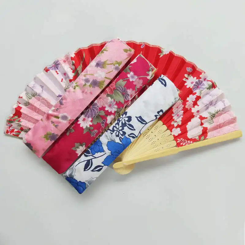 Wholesale colorful Flower Japanese Cloth Hand Fan Slant Pouch for Bamboo handfan