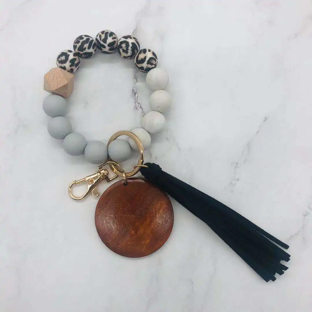 Силиконовые Бусины, монограмма, лазерная гравировка, пустой деревянный диск, браслет, кисточка, брелок