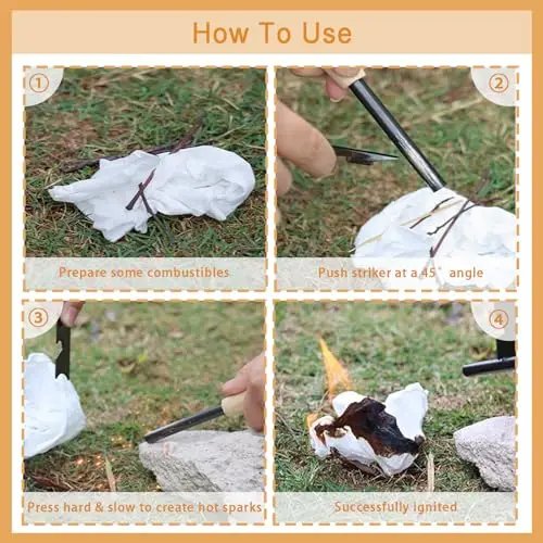 Magnesium Fire Stick Fire Starter rod 2 in 1 flint Camping Hiking Hunting Emergency Rescue