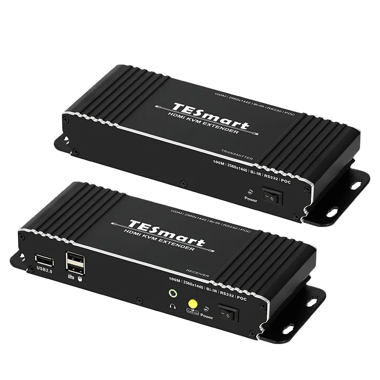 TESmart 100M HDMI KVM Extender For 100M UTP/FTP support keyboard mouse IR remote DVR for Security System 2K Video Audio Extender