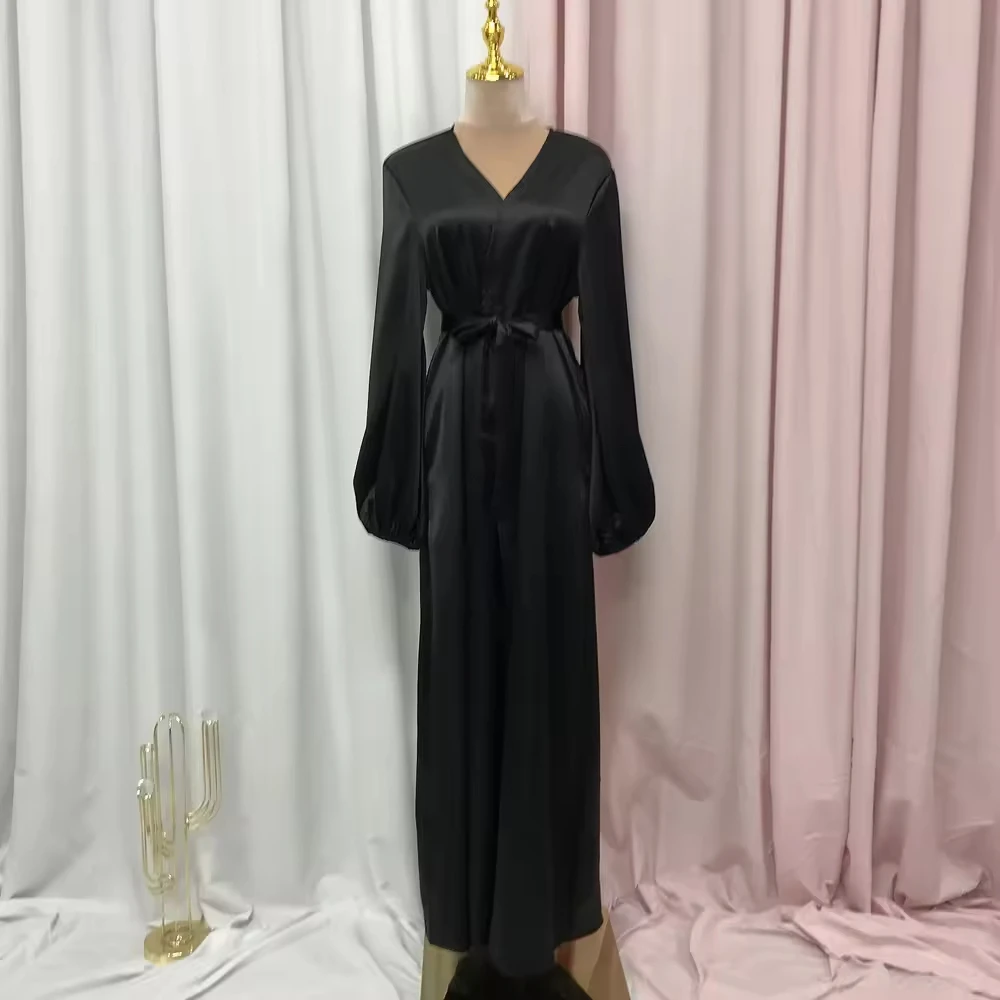 2024 hot sale High Quality Luxury Plain Abaya Muslim Clothing Stain Front Open Abaya For Islamic Women abaya women muslim dress