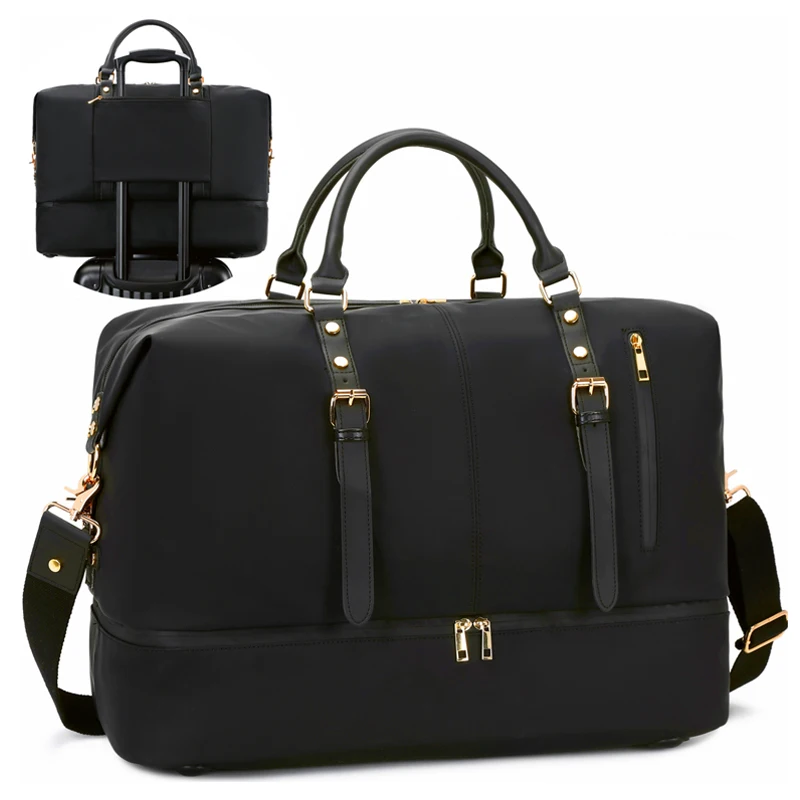 Large Travel Bag Weekender Duffle Women Ovennight Carry on Duffel Bags With Shoe Compartment and Trolley  Sleeve
