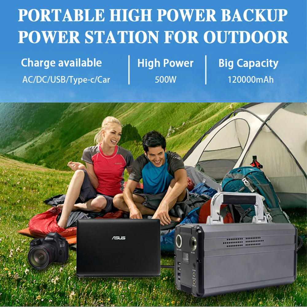 Solar Generator Portable Power Station 500W 1000w with Solar Panel USA Warehouse / Outdoor  Mobile Charging Power Station