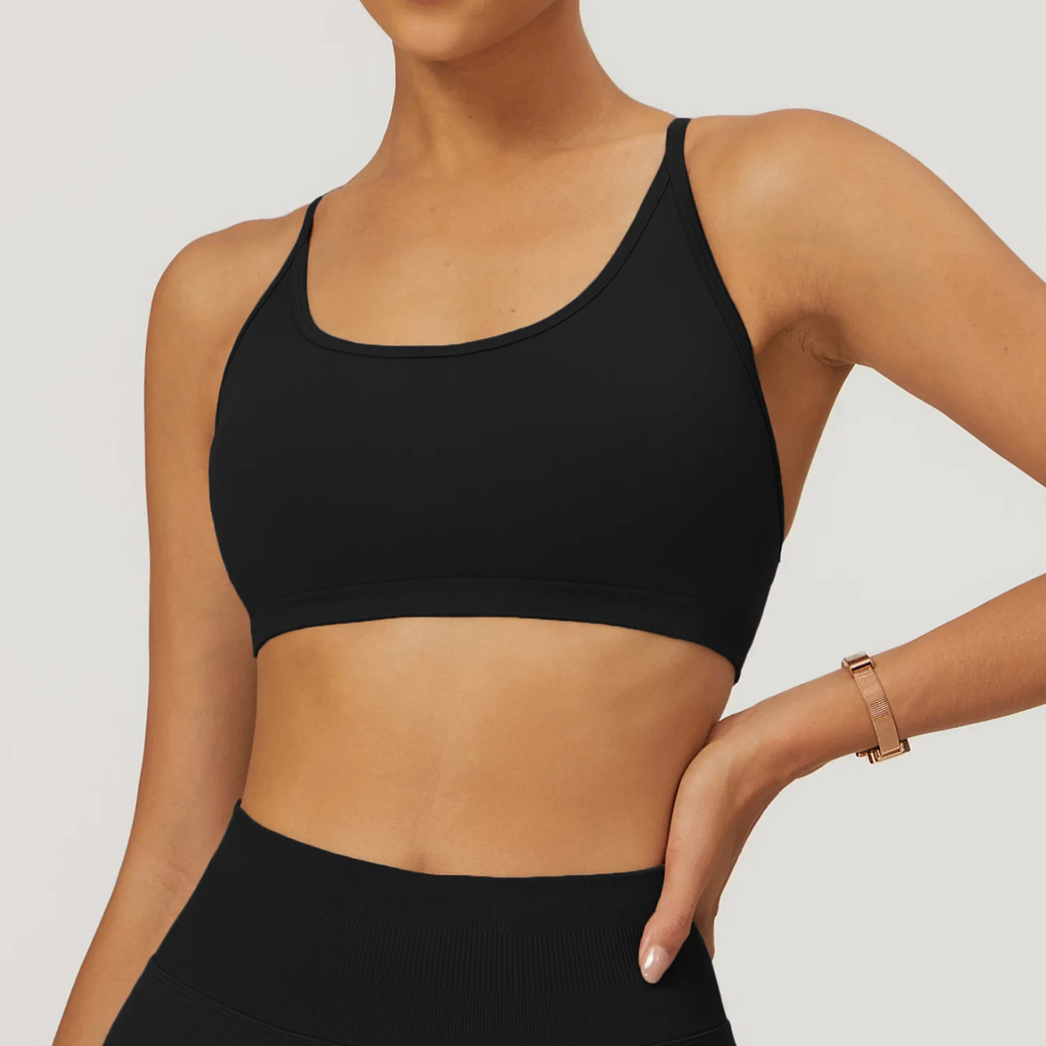 New Product Sports Fitness Seamless Cross Back Yoga Bra Quick Dry Top Yoga Clothing Premium Sense Summer