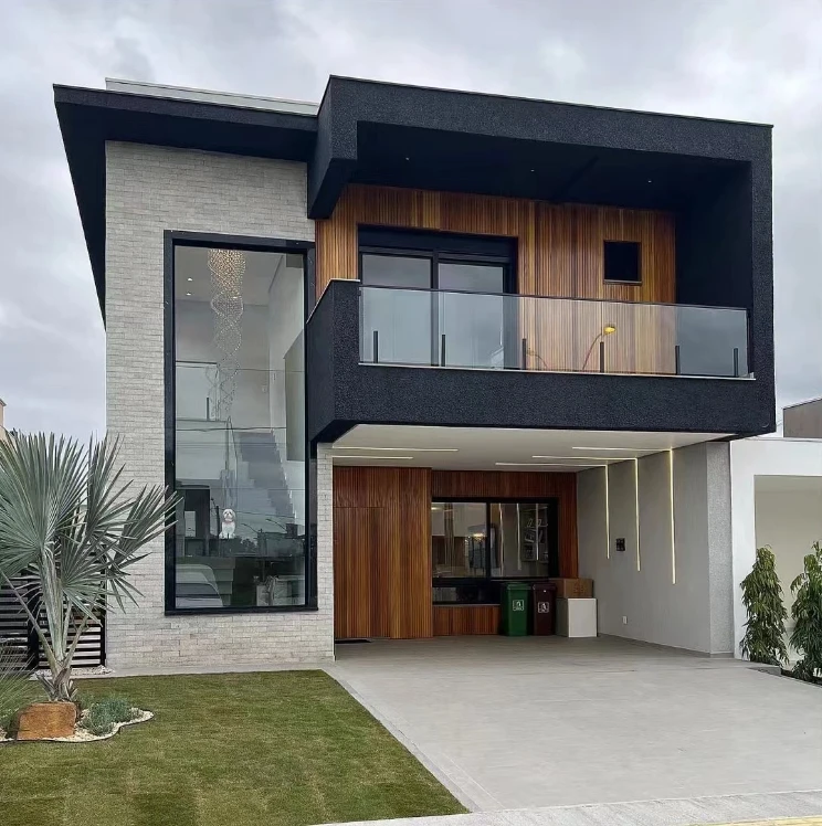 Деревянный и бетонный фасад eps сборные 2-этажные современные дома Pre fab