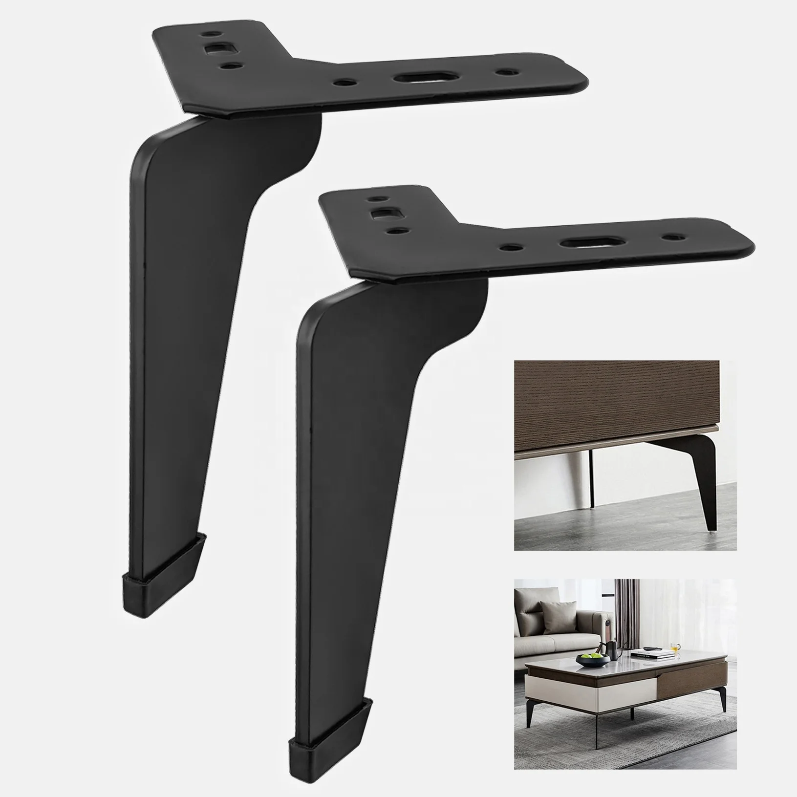 Sofa Legs 6 8 Inch Modern Tapered Luxury Hardware Office Living Room Kitchen Black Steel Sofa Legs Cabinet Metal Furniture