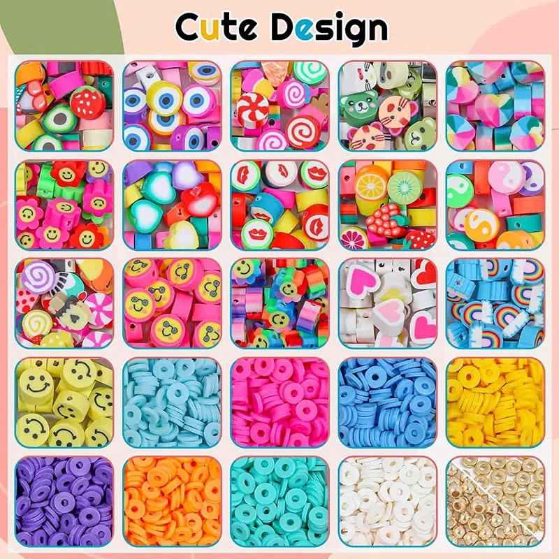 Handmade 2320 Pieces Fruit Clay Beads Polymer Clay Beads Set for DIY Bracelet & Decorative Jewelry Making Accessories