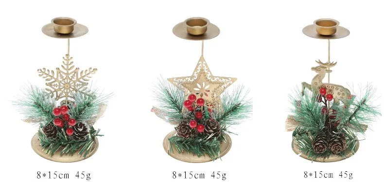 Hot Sale Xmas Gold Wrought Iron Candlestick Window Desktop Decoration Supplies For Christmas Candlestick Ornaments