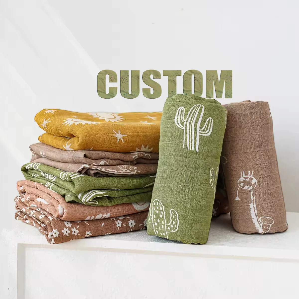 Настраиваемое детское одеяло для пеленания 2-слойное мягкое муслиновое 70% бамбуковое 30% хлопковое банное полотенце