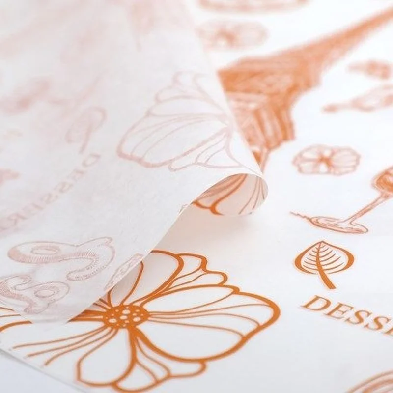 Custom Logo Grease Proof Paper Food Packaging French Fries Burger Cake Sandwich Wrapping Paper Baking Paper