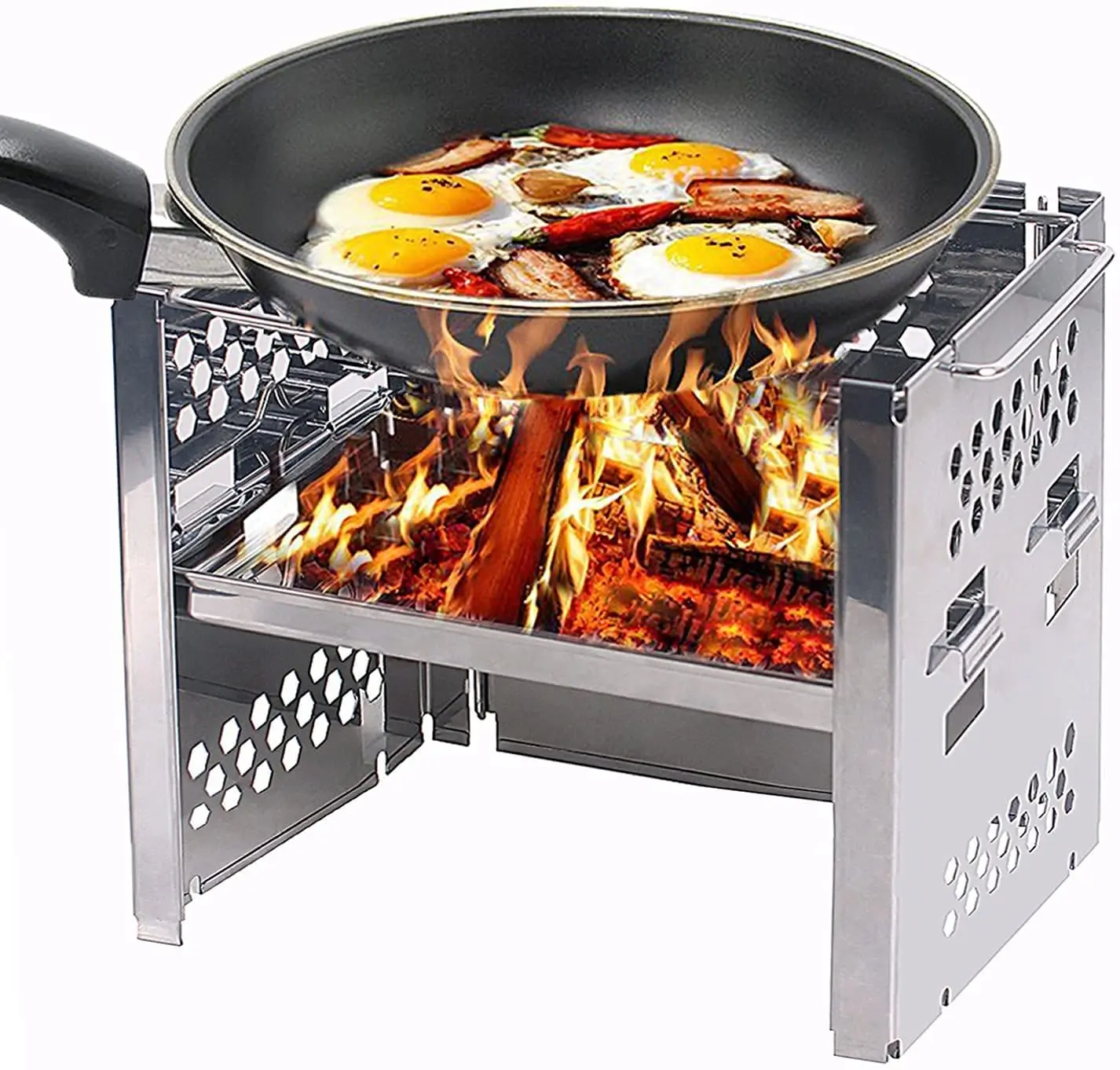 Outdoor Mini Camping Hiking Cooking Stove for BBQ foldable and compact wood burning stove