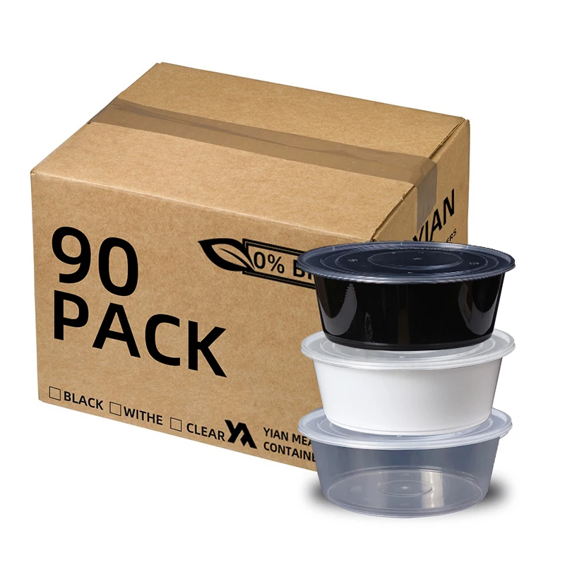 Transparent round 1000ML to 3500ML BPA Free PP Eco-friendl microwave food storage container Disposable large carrying box Clear