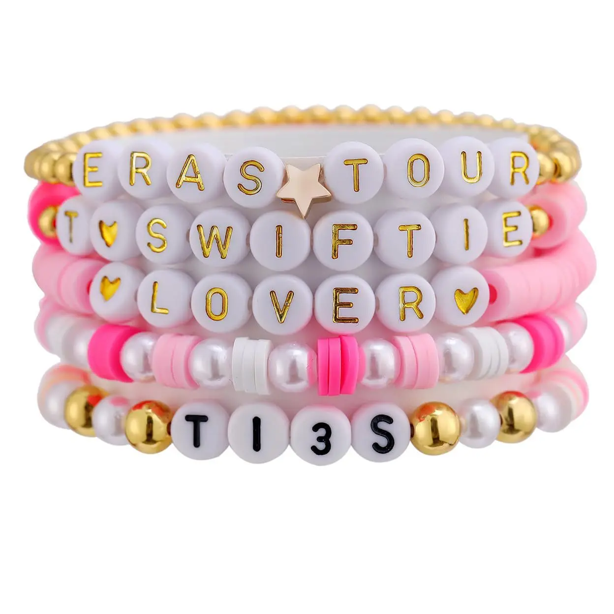 5pcs/set Taylor Fan Bracelet Set Personalized Multilayered Colorful Letter Bead Elastic Bracelets Hand Accessories