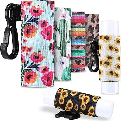 Custom Logo Sublimation Neoprene Insulated Designer Chapstick Holder Keychain Lipstick Holder Key Chain Lip Balm Holder