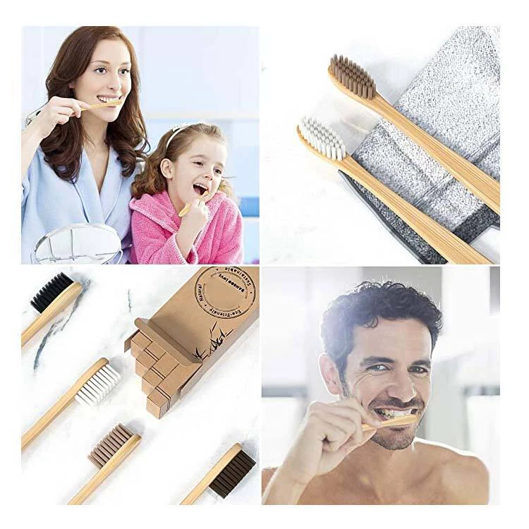 Wholesale 100% Eco Biodegradable Eco Friendly Natural Bamboo Toothbrush Kit With Charcoal Bristles