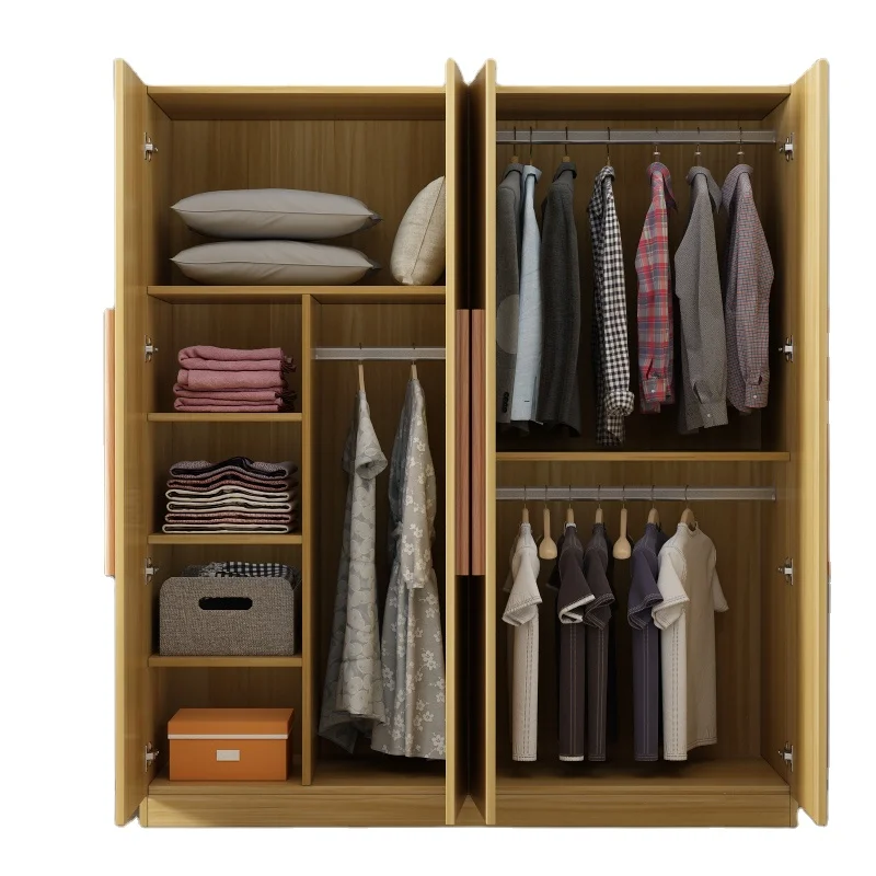 Rustic Oak Finish Armoire Wooden Wardrobe Storage Cabinet Drawer Clothes Rod Big Closet