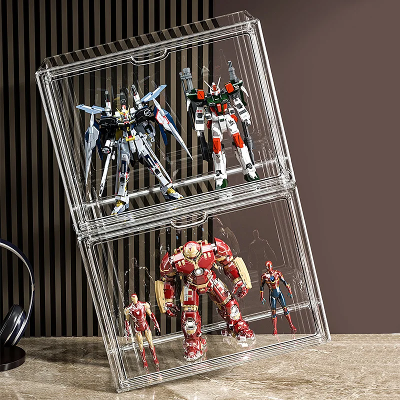Transparent  Cube Plastic Dustproof Hobby Display Case Organizer for Collectibles Action Figures Toys Desktop Storage Box
