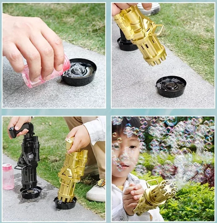 Wholesale High Quality Bubble Gatling Gun Toys Automatic Shooting Summer Outdoor Children Toys 8 Hole Bubble Toys