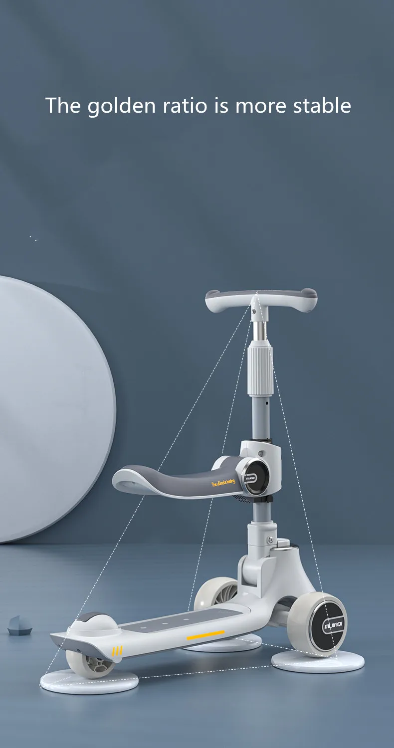  Kids Outdoor Sports Scooter with Seat One-key Removable
