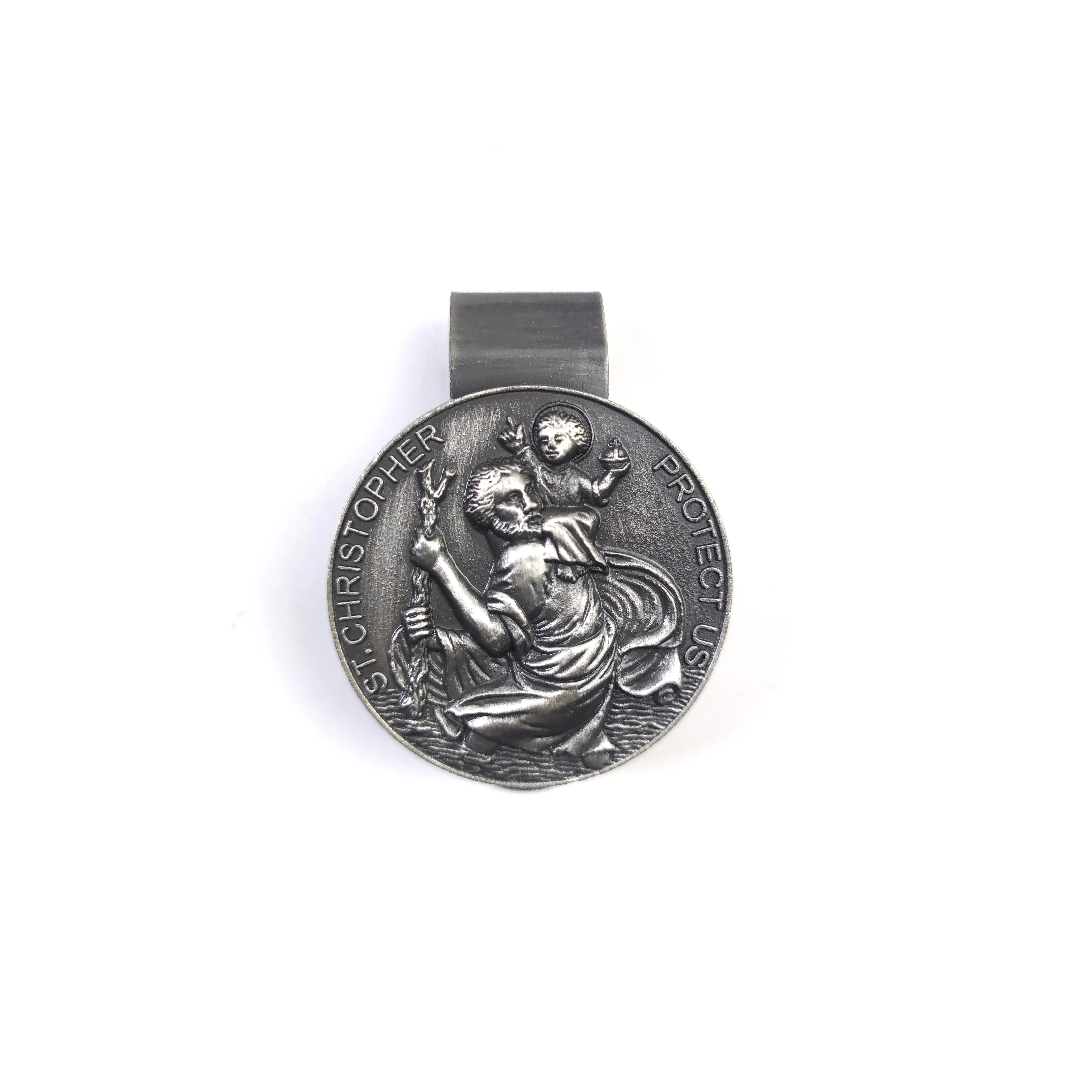 Hotsale Zinc Alloy Catholic St Christopher Protect Saint Christopher Visor Clip Automotive Interior