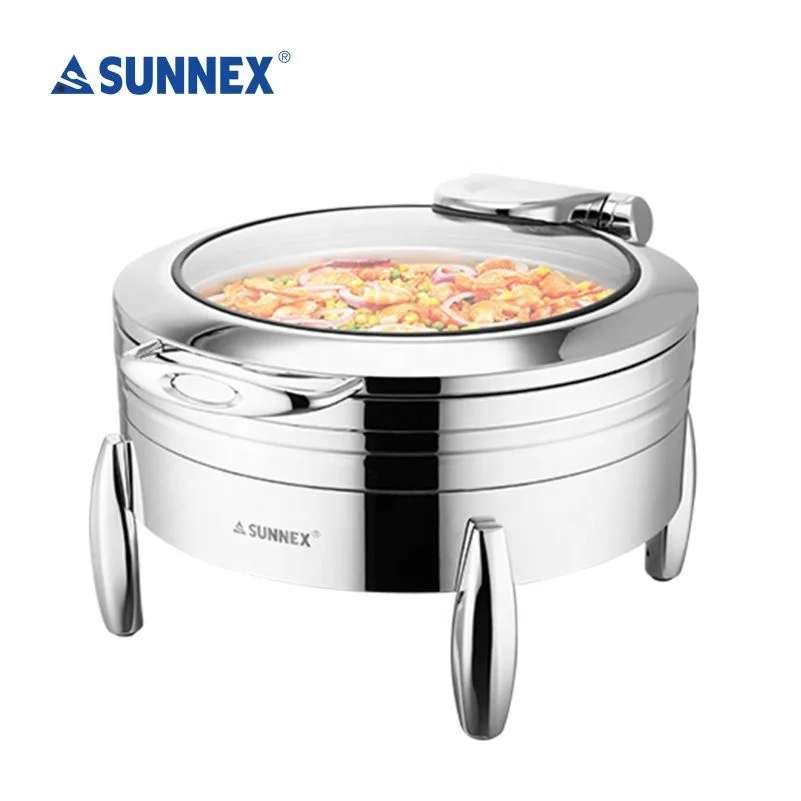 Sunnex Advanced Stainless Steel Round Roll Top Chafing Dish Food Heater Dish Warmer Catering Equipment Hotel Restaurant Supplies