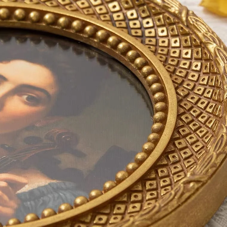 Vintage Oval Photo Frame Small Picture Frame with Couple Sunflower Wall Art Home Decor Luxury Photo Frames 10 Pieces 2 Color