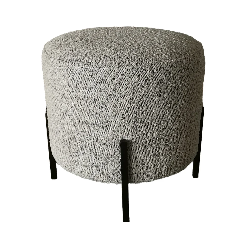 Французский дизайнерский серый sherpa скамья boucle pouf оттоманка стул для ног с металлическим основанием