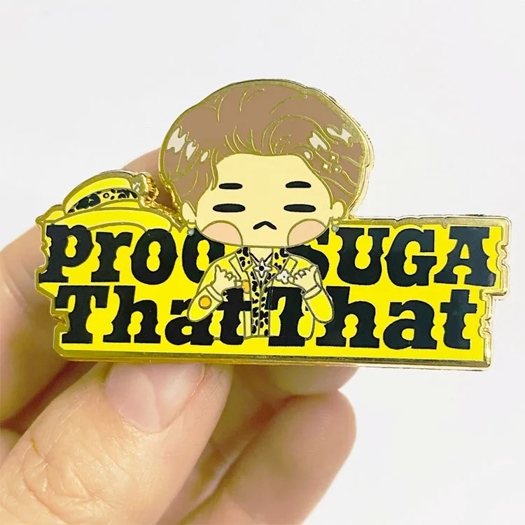 Custom gold bt21 nickel kpop hard enamel pin custom cartoon brooch metal badges pins