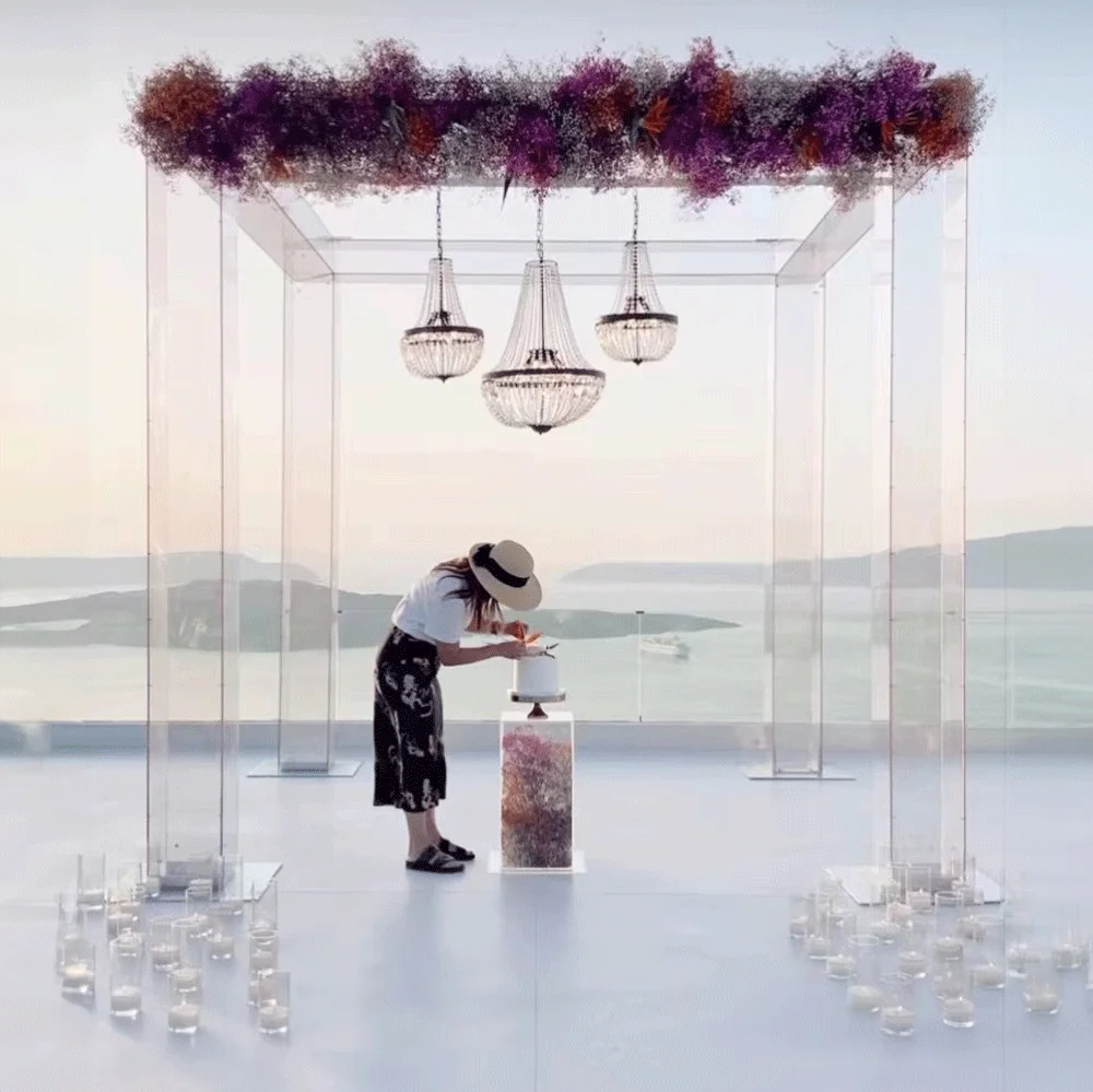 Luxury Gold Acrylic Mandap Canopy Clear Wedding Chuppah Clear Used Chuppah For Sale