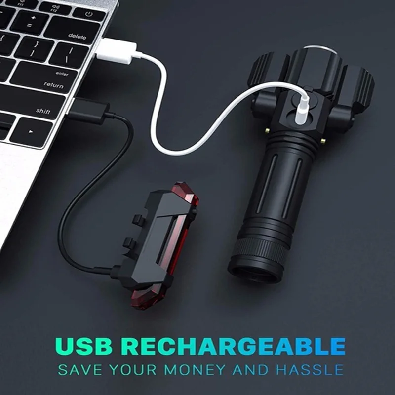 USB велосипедные тусклая головная лампа перезаряжаемая передняя фара для велосипеда 500 люмен Tri-головка Светодиодная фонарик велосипедный руль