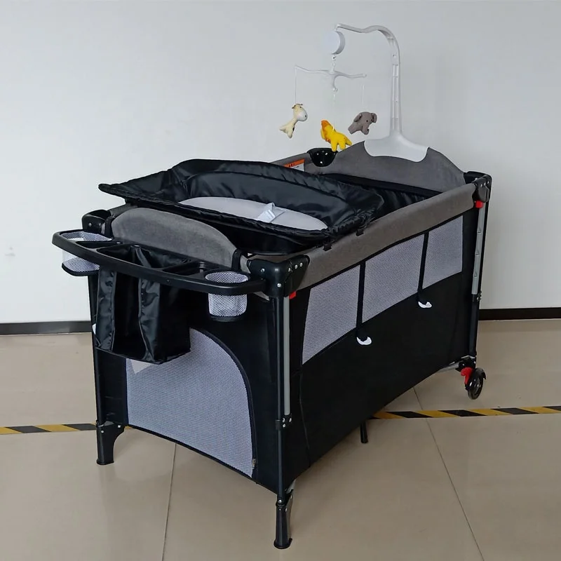 Wholesale Custom European EN Standard Indoor Outdoor Baby Playpen Bedside Crib Sleeping Crib Drop Side Travel Cot Baby Bed
