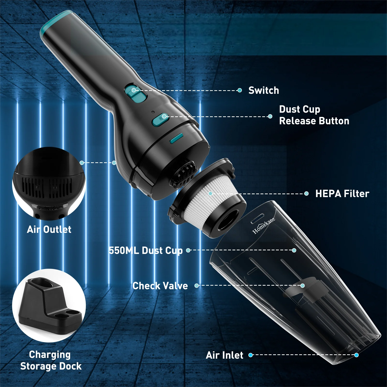 New Style Cleaning Portable Rechargeable Car Vacuum Cleaner Hand Held Mini Cordless Car Vaccum Cleaner For Car