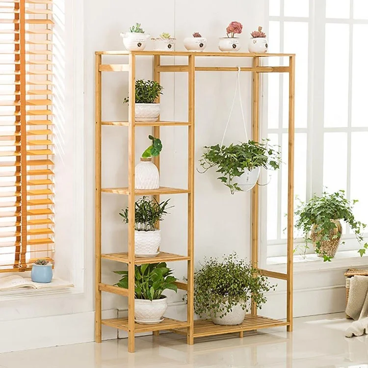 Popular Four Layers Hanging Hanger Bamboo Hat and Coat Stand Shelf Bedroom Living Room Home Furniture Modern