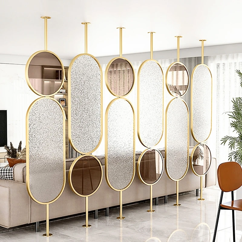 Modern Glass Room Divider Decoration 304 Stainless Steel Divider Room Partition Design For Living Room