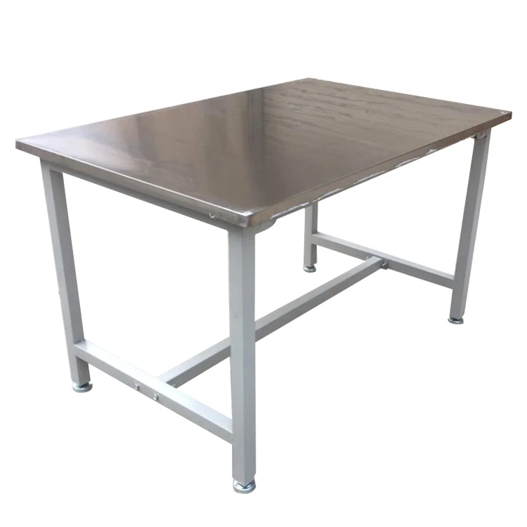 Commercial Kitchen Workbench Single Layer Stainless Steel Table with Adjustable Wood Legs Hotels Bakeries Backsplash Included